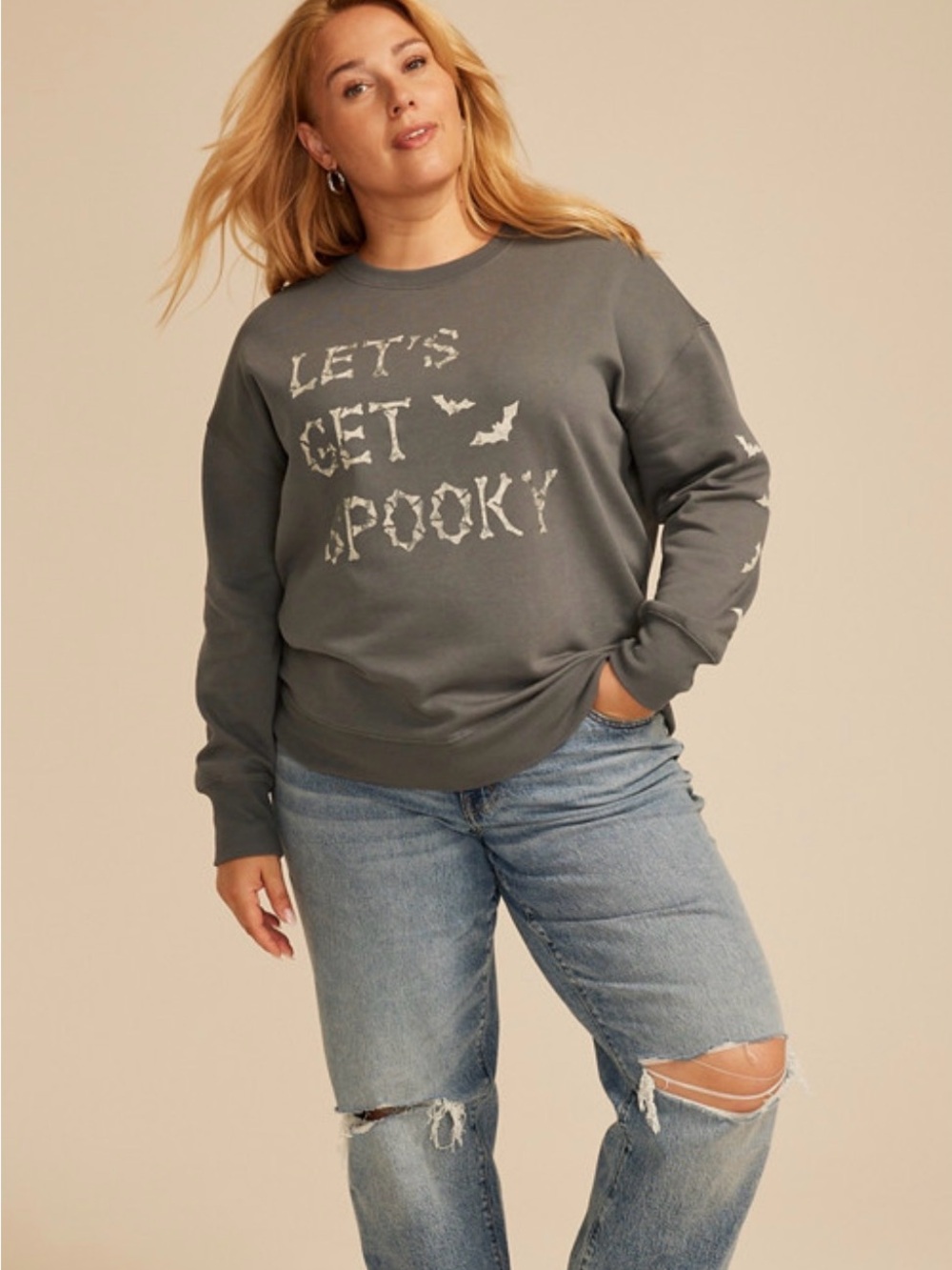 Maurices Dark Gray "Let's Get Spooky" Crewneck Sweatshirt